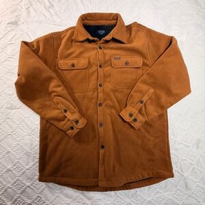 Smith's Workwear Shirt Jacket L Camel Brown Micro-Fleece Sherpa Lined Shacket